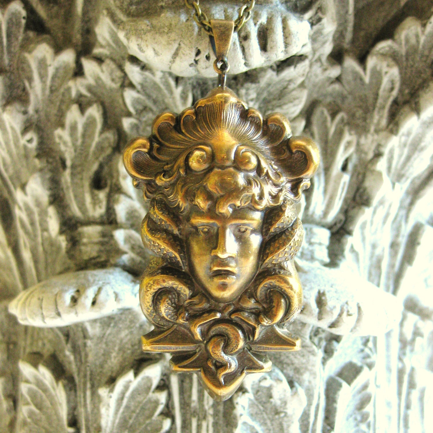 So Misunderstood MEDUSA necklace vintage brass