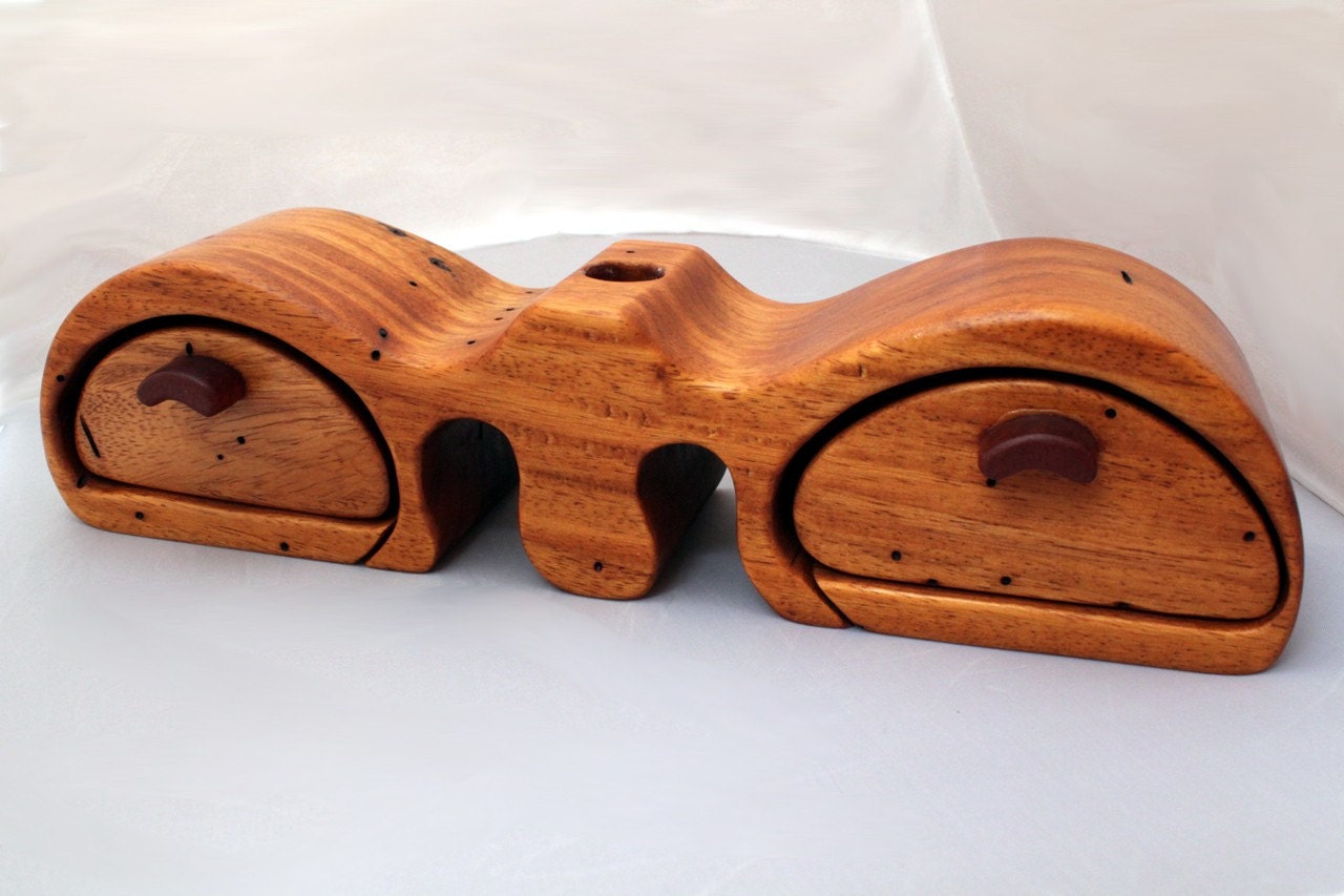 Unique exotic box and candle holder made from Narra wood