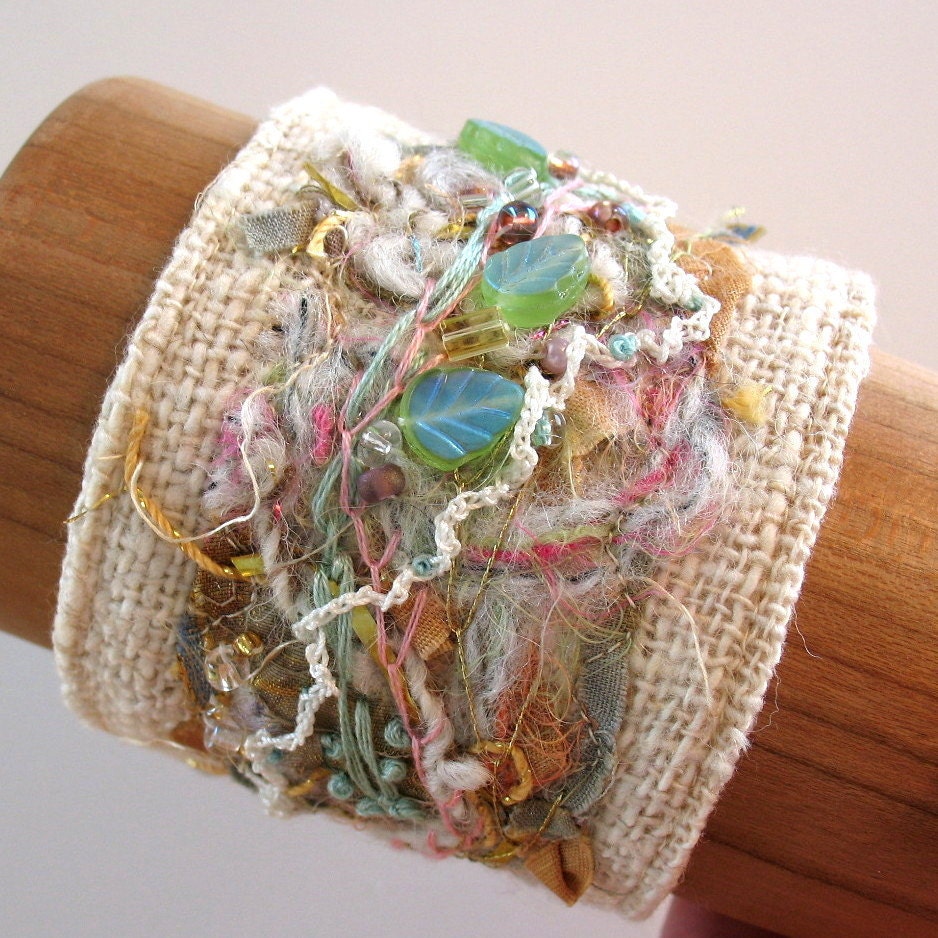 Shabby Chic Fiber Art Cuff