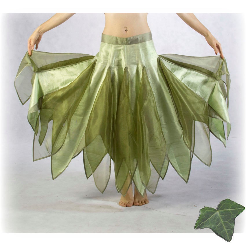 Bridal Faery Skirt - Gaia - soft natural greens - size L