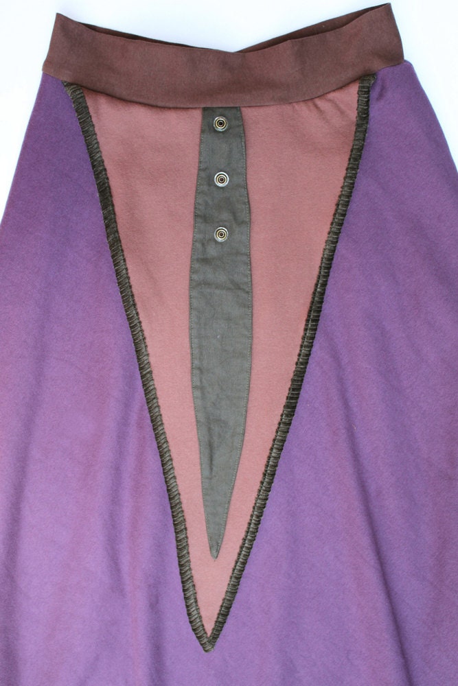 Cosy floor length skirt - Purple and brown - size L