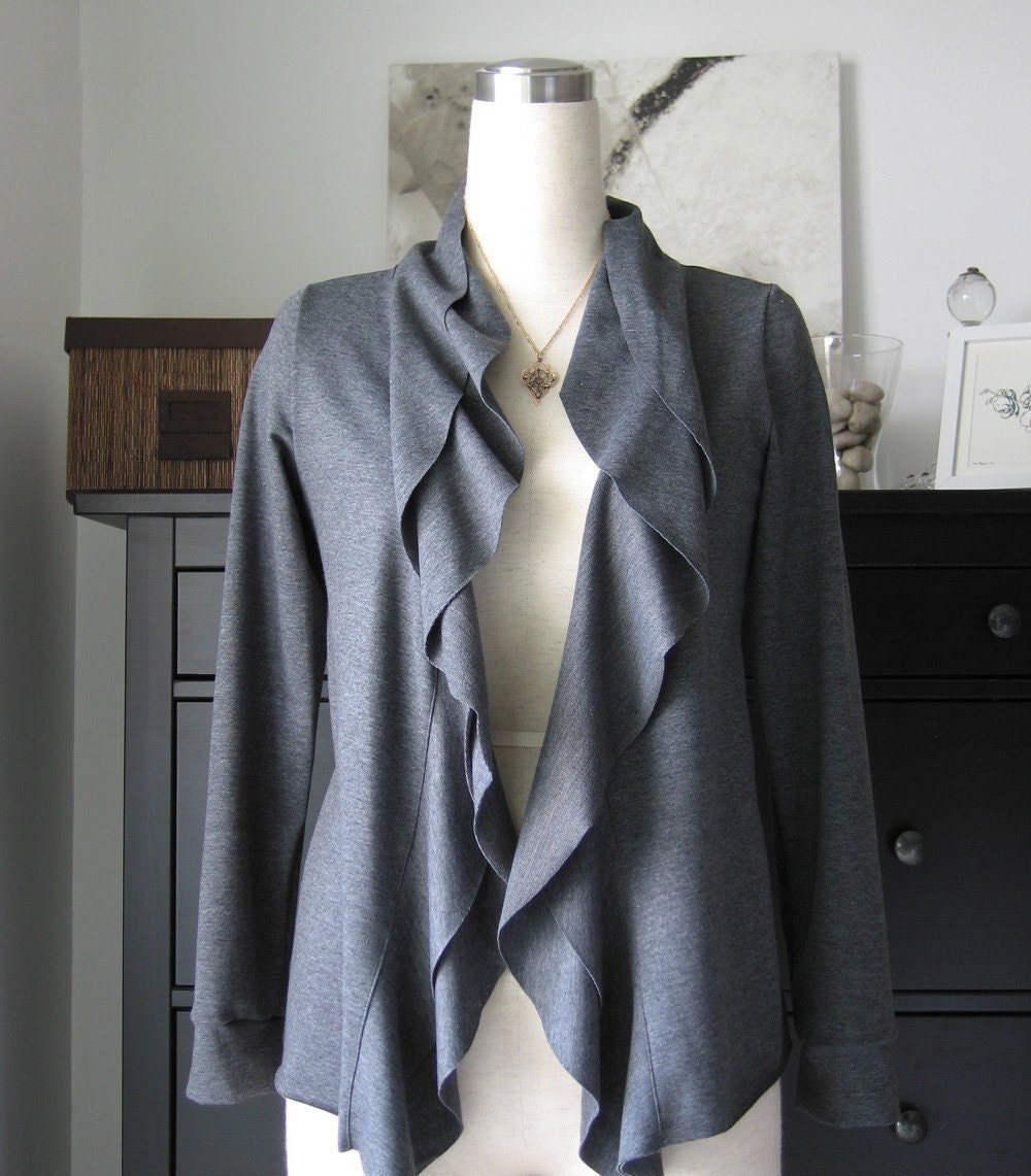 Wrap Sweatshirt, Open Cardigan, Womens Blouse ,Outerwear