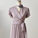 Maxi Wrap Dress- Bridesmaid Dress In Rosy Sand / Lilac Wrap Dress With Short Ruffled Sleeves , Custom Dress