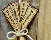 Basil Oregano Rosemary & Parsley herb garden stakes (Set of 4)