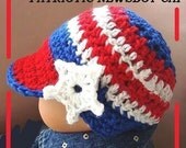PATRIOTIC NEWSBOY CAP, Crochet Pattern  Num.. 254, newborn to 12 months, make them to sell
