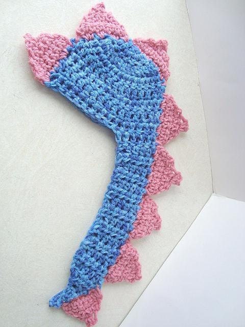 Hat Pattern, Crochet,  baby  num 379  Monster (Or dinosaur) Tail Hat   newborn to age 5  permission to sell your finished hats