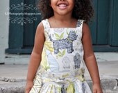Custom Boutique Girl's Dress, Drop Waist, Dogs and Cats, Ready To Ship Size 4/5 Only