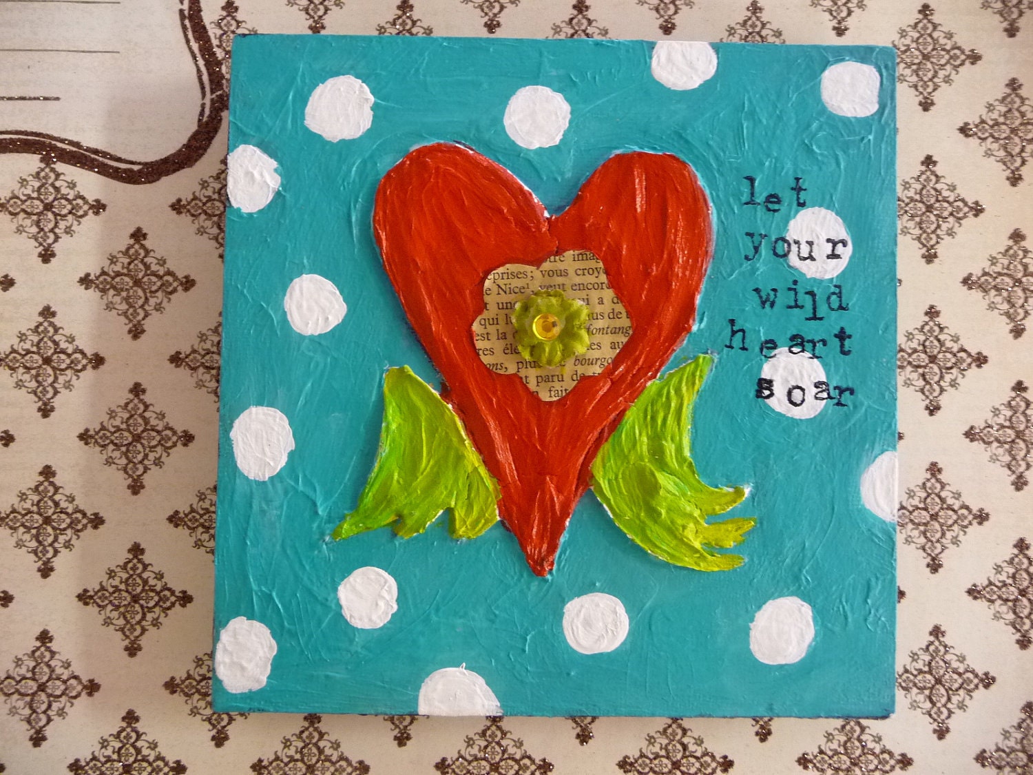Original mixed media Wild Heart