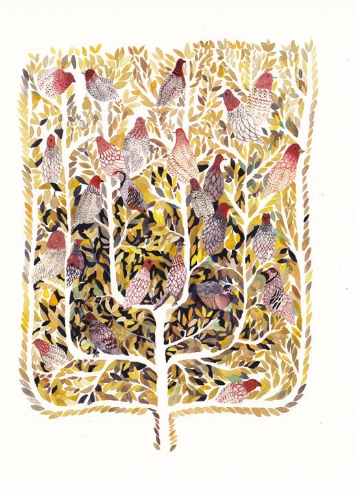 Partridges in a Pear Tree - Large Archival Print