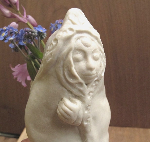 Folk Art Sculpture Ceramic White Lady Vase Original