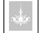 Modern Chandelier Silhouette - 5x7 Print - Bathroom, Nursery, Kitchen, Bedroom Decor - Choose Your Colors