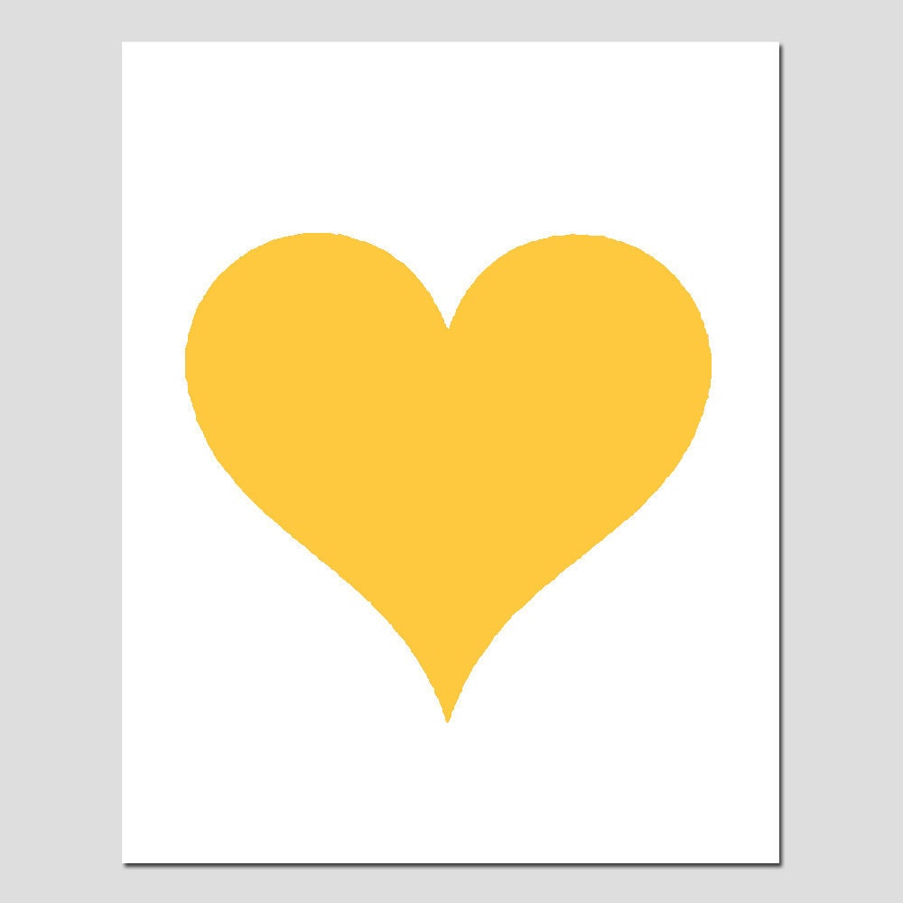 Simple Heart - 5x7 Original Print - Perfect For Modern Nursery - Choose Your Colors - Shown in Yellow, Black, Pink, Aqua, Red, and More