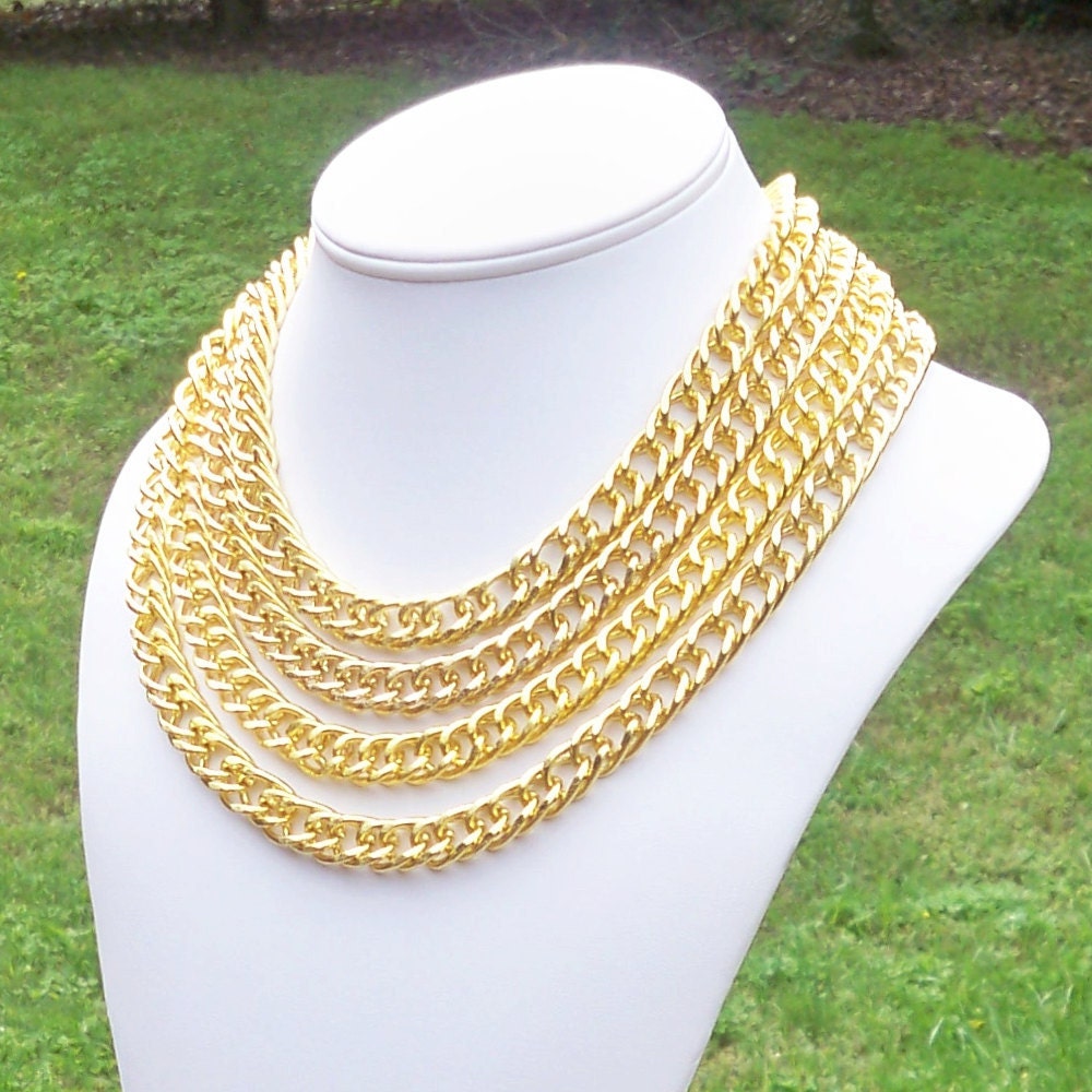 Rae - Long Modern Chunky Gold Metal Chain Link Necklace - Can Be WORN MULTIPLE WAYS