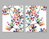 Modern Abstract Botanical Floral Duo - Set of Two 8x10 Prints - Colorful Wall Art for Your Home