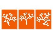 Sea Coral Beach Trio - Set of Three 8x10 Coral Silhouette Prints - Nautical, Beach - Choose Your Colors - Shown in Aqua, Orange, and More