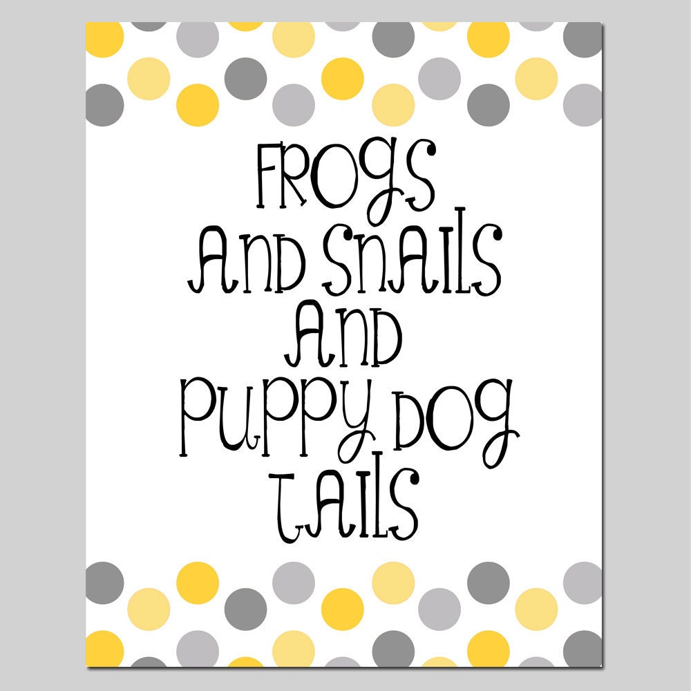 Frogs and Snails and Puppy Dog Tails 11x14 Polka Dot by Tessyla