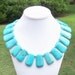 Astrid - Extra Chunky 40mm Turquoise Ladder Rectangular Gemstone Beaded Necklace - STATEMENT NECKLACE