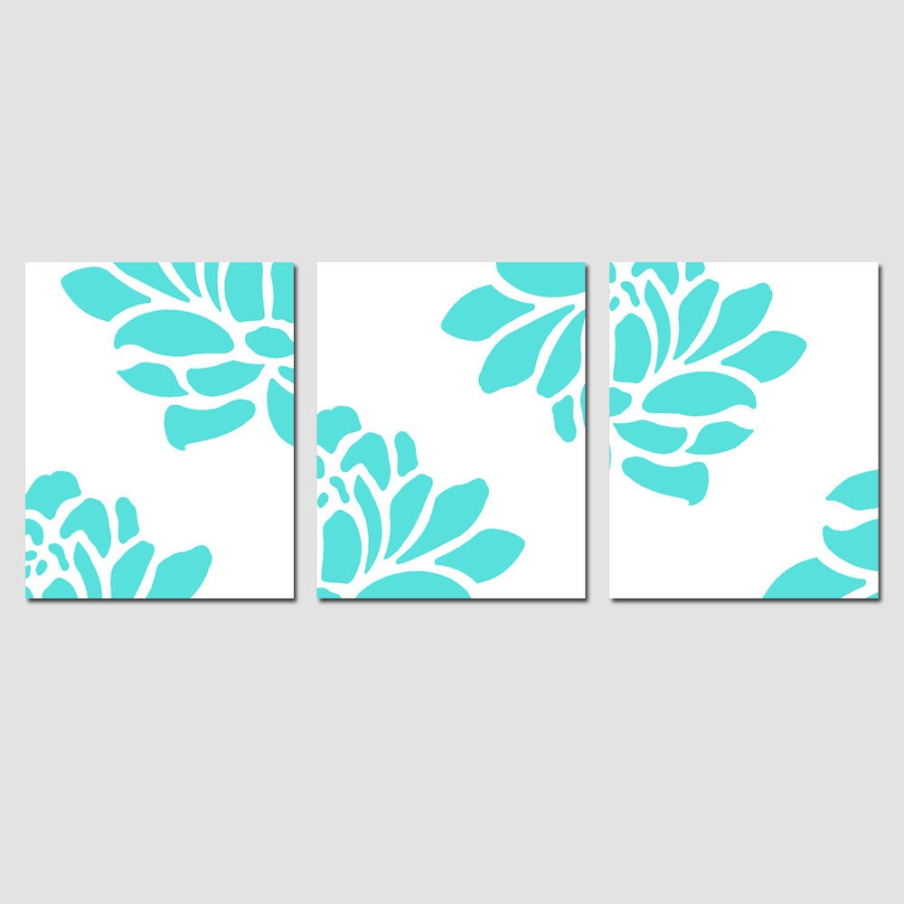 Modern Floral Trio - Set of Three Large Scale Floral 8x10 Prints - Choose Your Colors - Shown in Yellow, Aqua, Green, Pink, and More