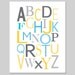 Modern Alphabet - 8x10 - Kids Wall Art for Nursery or Playroom - Choose Your Colors - Shown in Gray, Yellow, and More