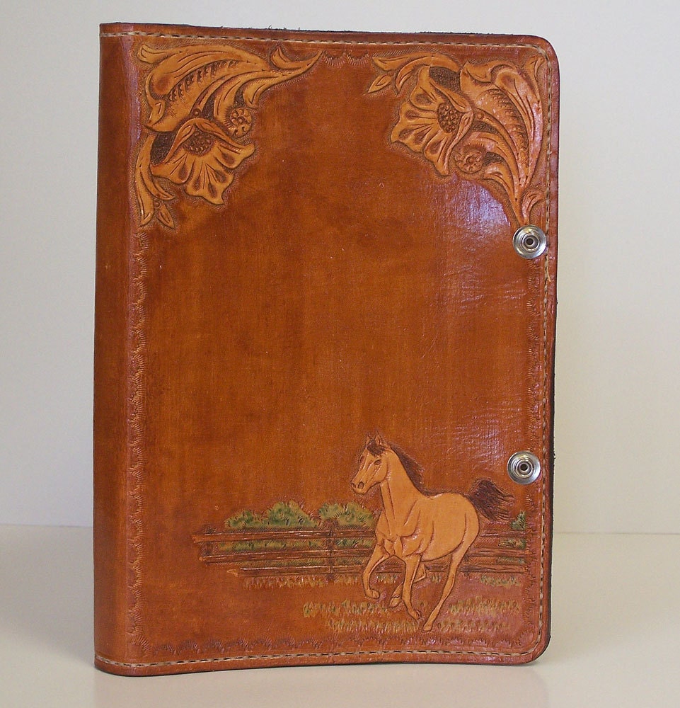 Leather Horse Bible Cover Notebook Case Organizer by KiowaWolf