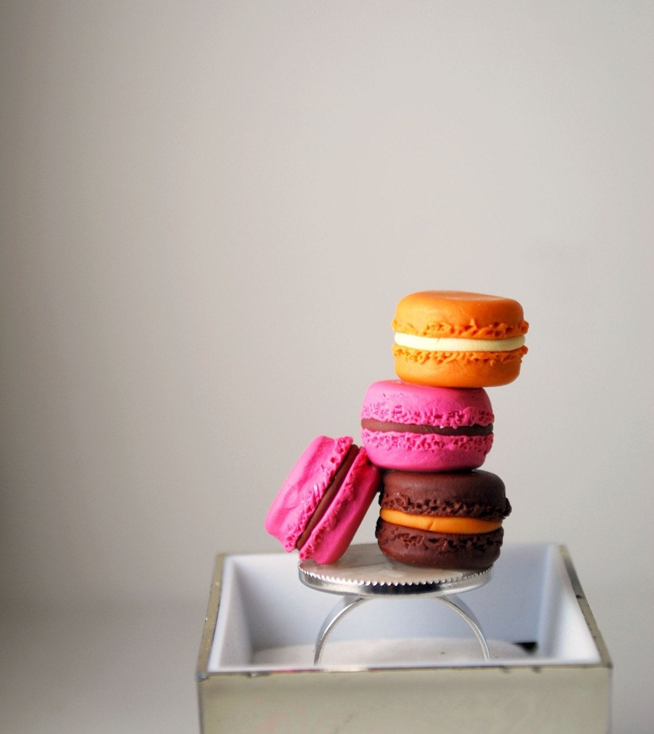 French Macaroon Overdose Ring in polymer clay