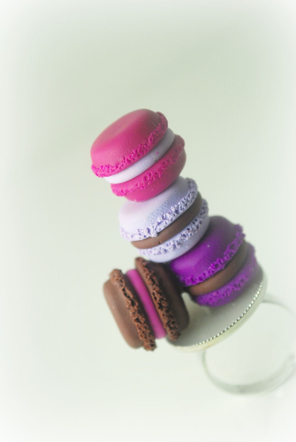 French Macaroon Overdose Ring in polymer clay food jewelry miniature
