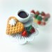 Love Waffle and Hot Cocoa Ring. Food Jewelry. Handmade Miniature Food Scene Jewelry in Polymer Clay.