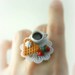 Love Waffle and Hot Cocoa Ring. Food Jewelry. Handmade Miniature Food Scene Jewelry in Polymer Clay.