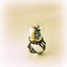 One of a Kind Elephant Ring in Pyrex Glass Dome. Handmade Miniature Polymer Clay Jewelry. Dainty Animal Diorama. Glass Dome Ring.