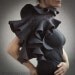 Nuno felted ruffle shawl / wavy scarf Elegance in charcoal grey Unique wearable wool silk fiber art Eco Fashion Made to order