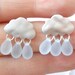 Raindrop Silver Rainy Day Silver Blue Cloud Earrings