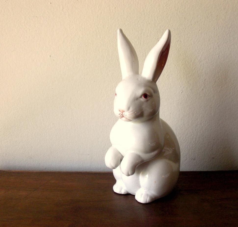 white rabbit figurines