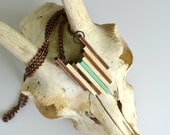 Yuchi Stacked Tribal Necklace in Mint, Gold and Natural Wood