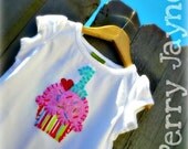 Birthday Cupcake- any number- Custom Made-  Applique Shirt or Onesie