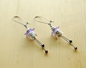Lilac Flower Earrings - Swarovski crystals, lucite, silver