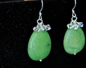 Green Jade Earrings - swarovski dangles