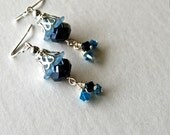 Blue Crystal Earrings - sterling silver