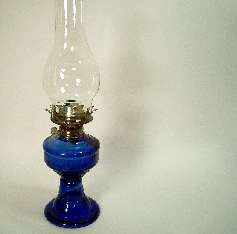 Retro Cobalt Blue Oil Lamp by DecoDeli on Etsy