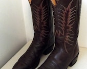 Vintage Nocona Brand Chocolate Brown Cowboy Boots