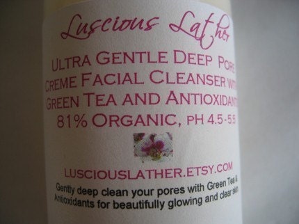 Ultra Gentle Deep  Pore Exfoliating Creme Facial Cleanser with Green Tea, Antioxidants and Walnut Shell Powder - 81 Percent Organic