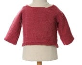 A soft dark dusty rose classic cashmere sweater for a 3 to 6 month old.