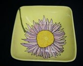 Bistro Style Serving Dish Yellow and Purple Gerbera