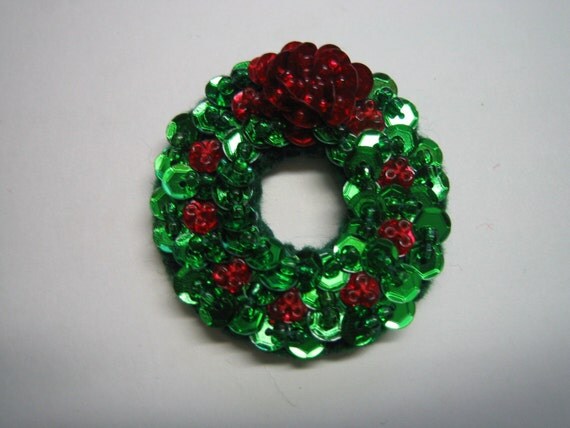 handmade beaded sequin christmas wreath pin by lyn1848 on etsy handmade beaded sequin christmas wreath pin by lyn1848 on etsy