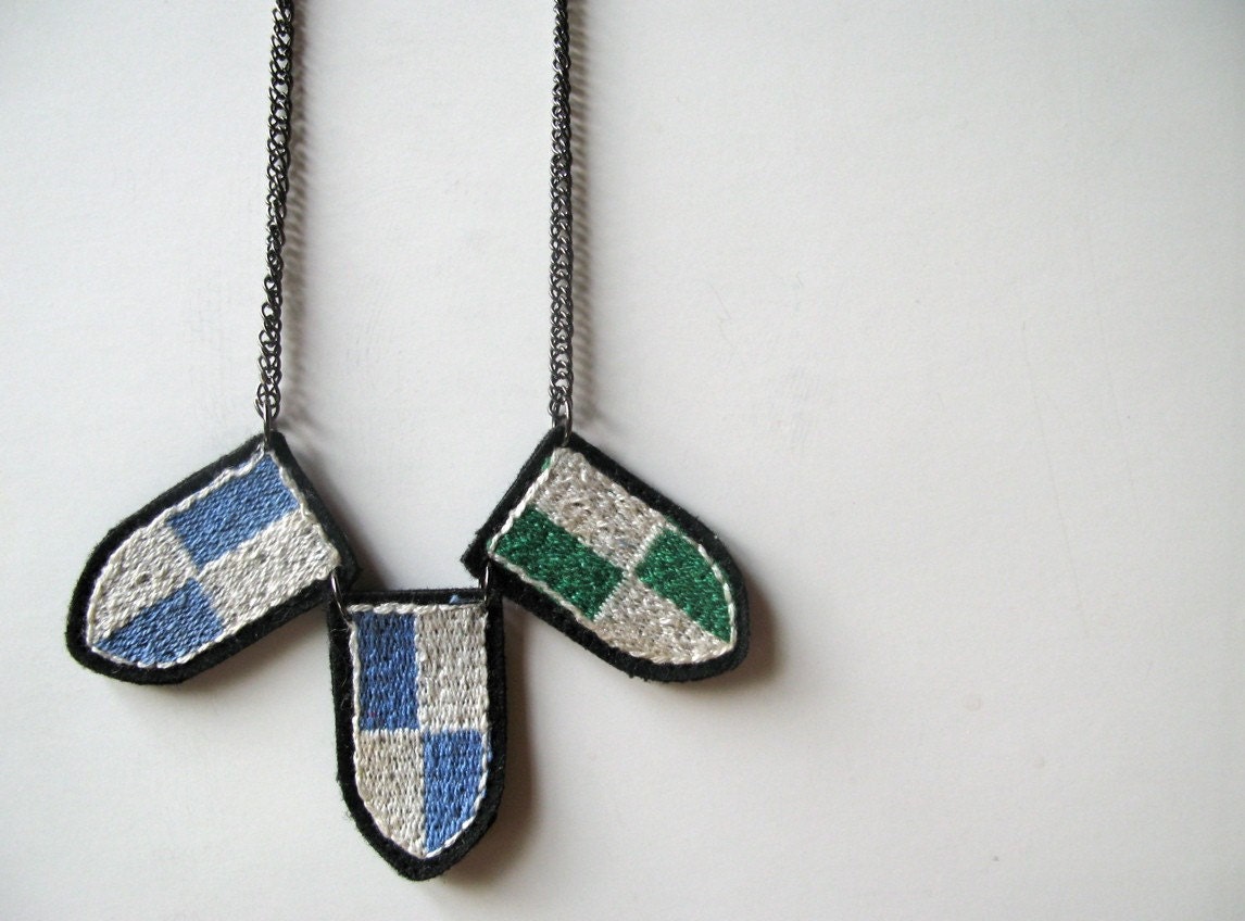 Vintage Patch Necklace - preppy - textile - fabric - By Corrieberry Pie