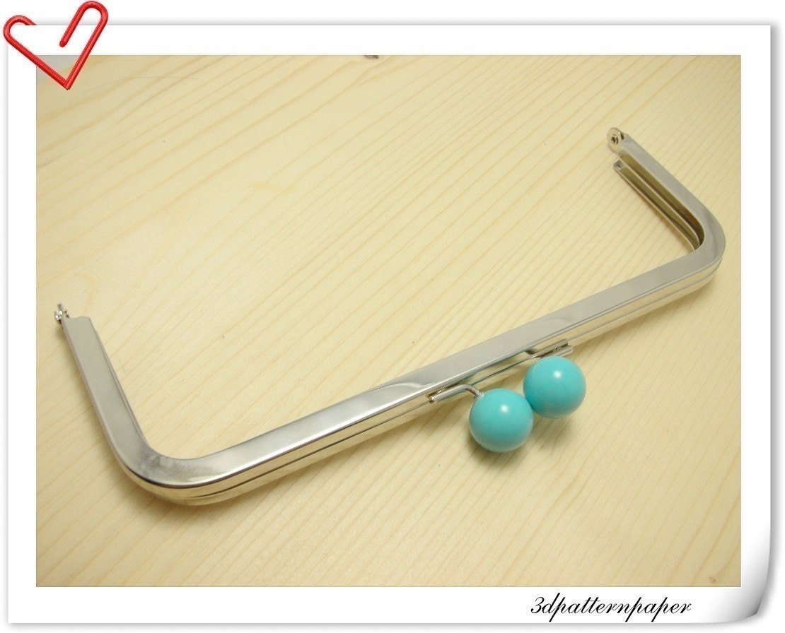 8 inch x 3 inch Blue bobble Nickel purse frame (without loops) purse making supplies Y1K