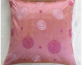 Pink Retro circles silk cushion cover 16X16 inch decorative throw pillow reduced price INSTOCK