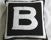 monogrammed pillows custom made -20 inches custom made black and white only