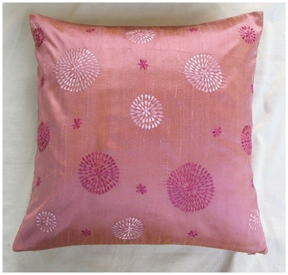 Pink Retro circles silk cushion cover 16X16 inch decorative throw pillow reduced price INSTOCK