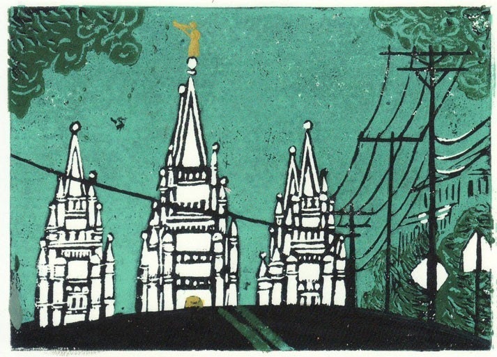 Salt Lake Temple Lino-Cut 5 x 7