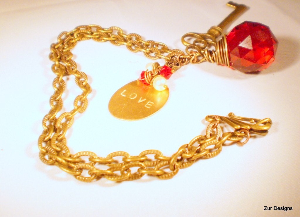 Love Me Two Times Vintage Style Wire Wrapped Necklace